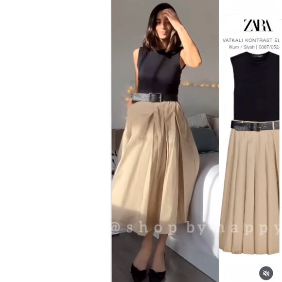 Zara contrast dress with shoulder pad NWOT - Picture 5 of 9